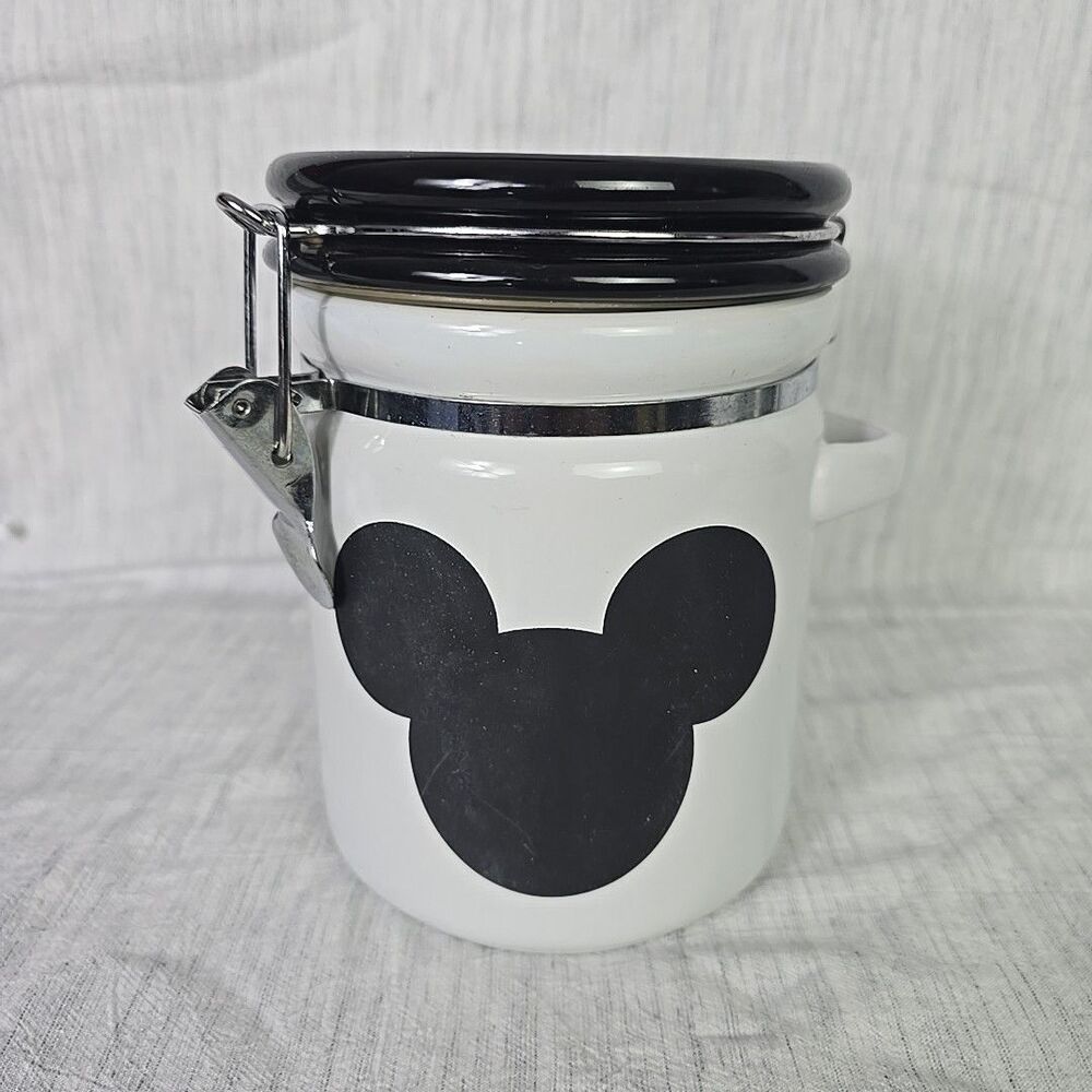 Disney Parks Mickey Mouse Writeable Ceramic Canister Jar Black & White /No Spoon